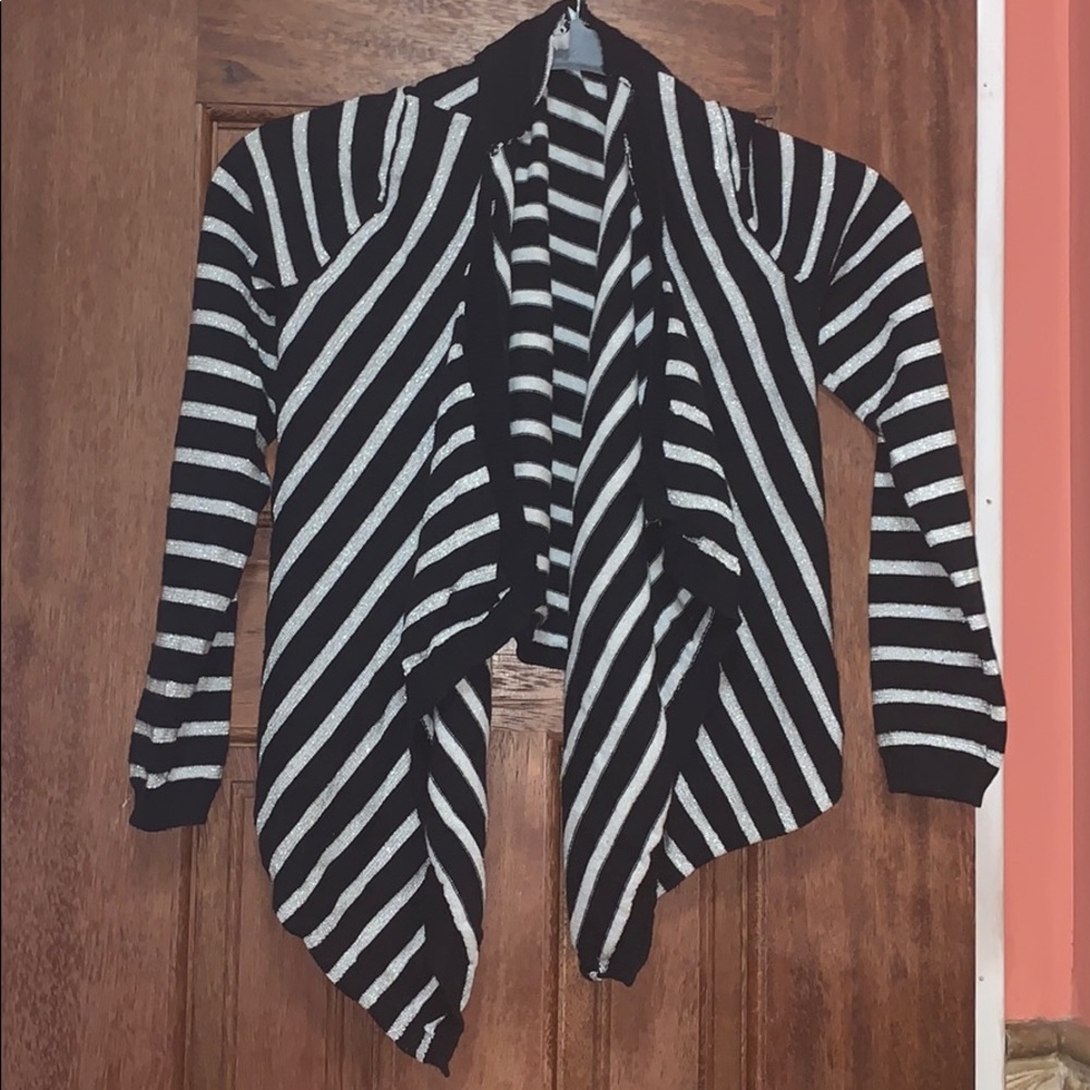 Child’s Large black and white stripped cardigan.